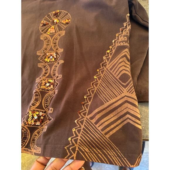 Carlo Colucci Brown embellished top medium - Picture 7 of 10